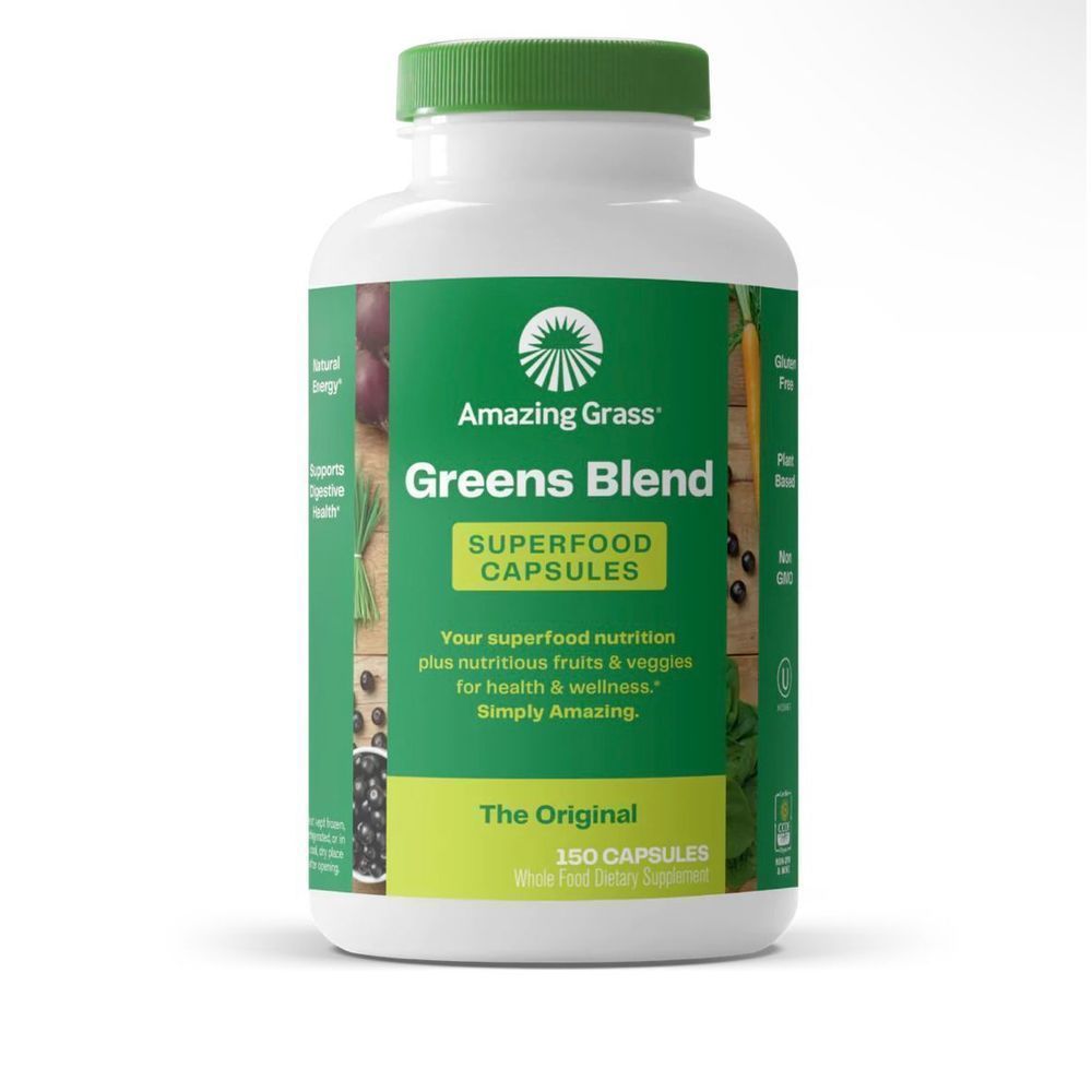 Amazing Grass |  Greens Blend | Superfood 150 Capsules: The Original | Expired